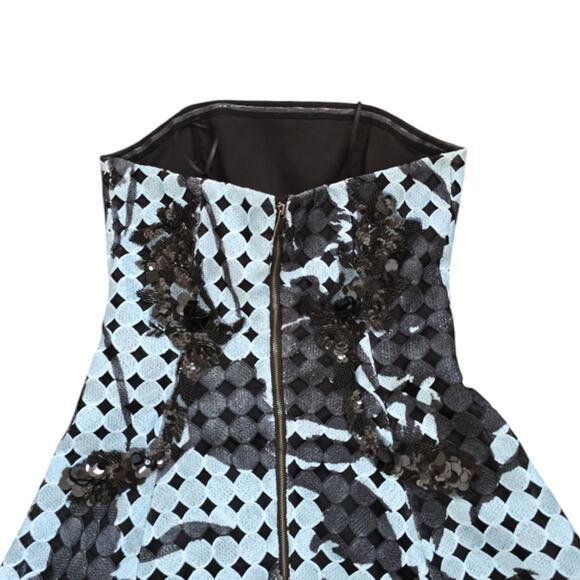 SACHIN & BABI Noir Black Blue Strapless Embellished Prom Dress Midi‎ US Size 0 - Picture 10 of 10